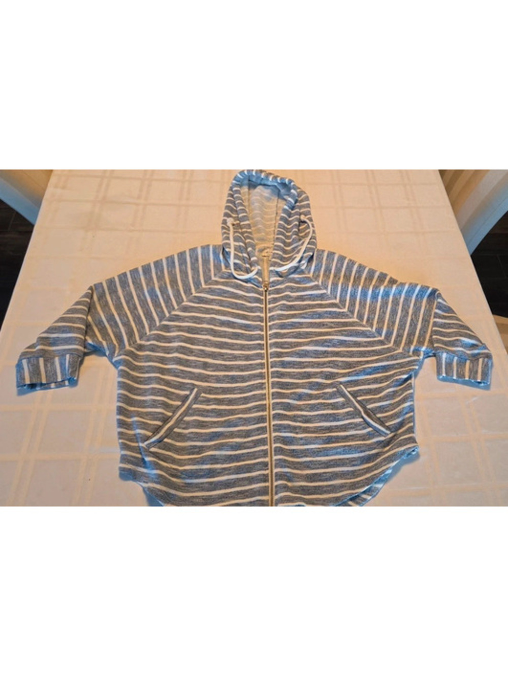 Lucky Brand Striped Zip-Up Poncho Hoodie